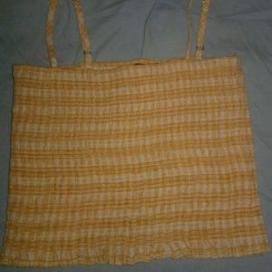 Yellow and White spaghetti strap crop top